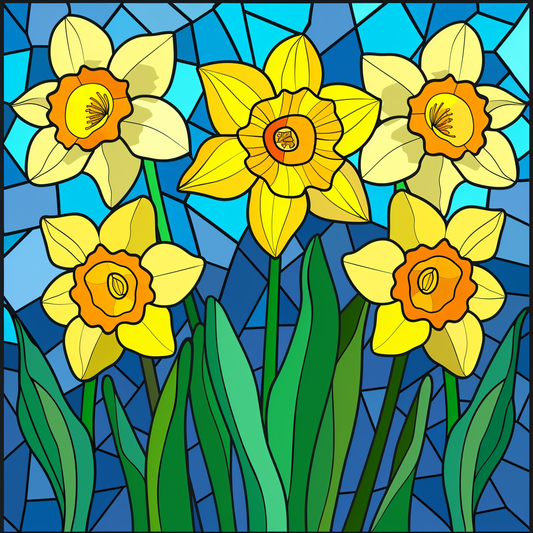Five Daffodil Abstract Diamond Art Kit