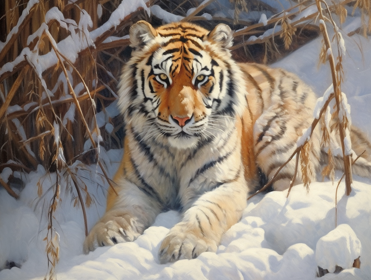 Tiger Sitting In The Snow Diamond Art Kit