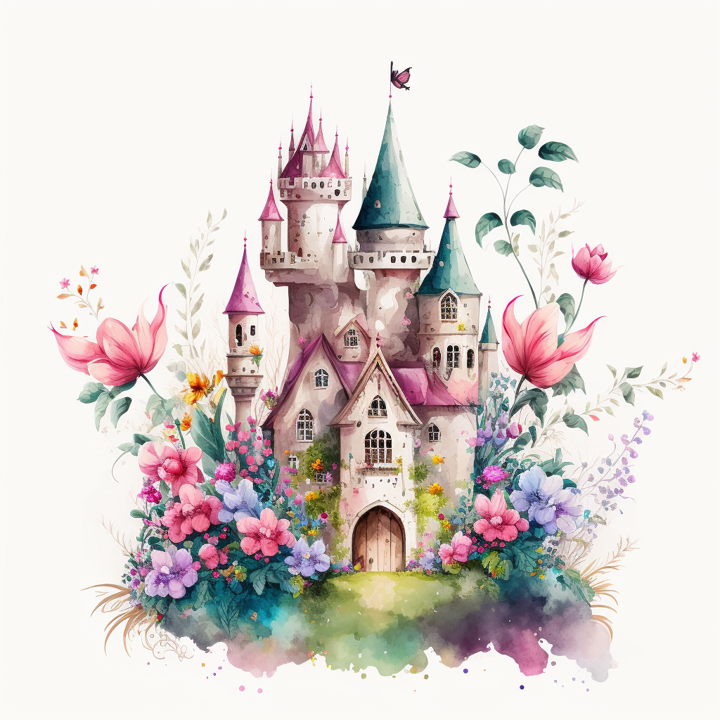 Flowers Castle Watercolors Diamond Art Kit
