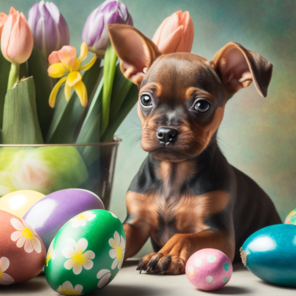 Min Pin Easter Puppy Diamond Art Kit
