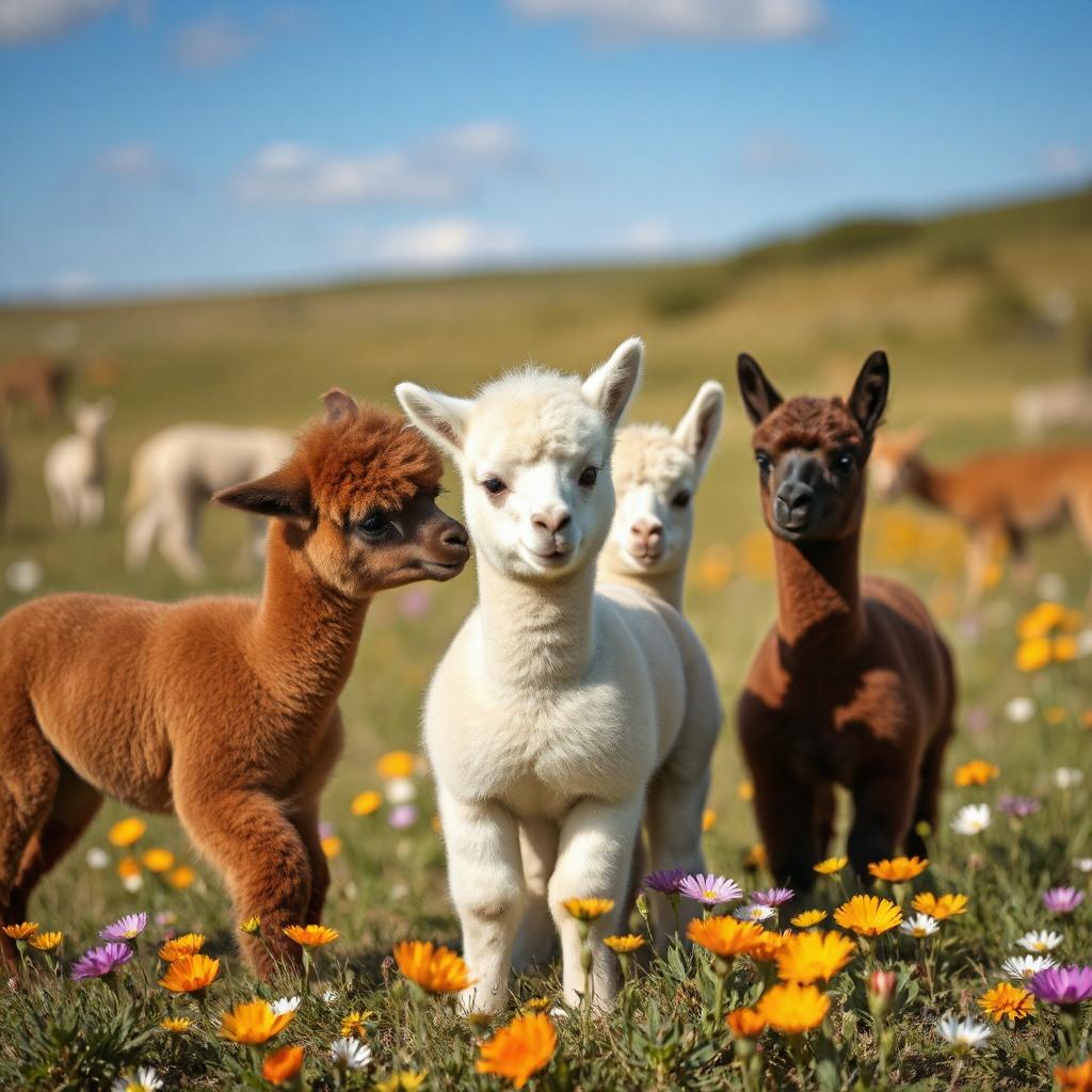 Flower Meadow Baby Alpacas Diamond Art Kit