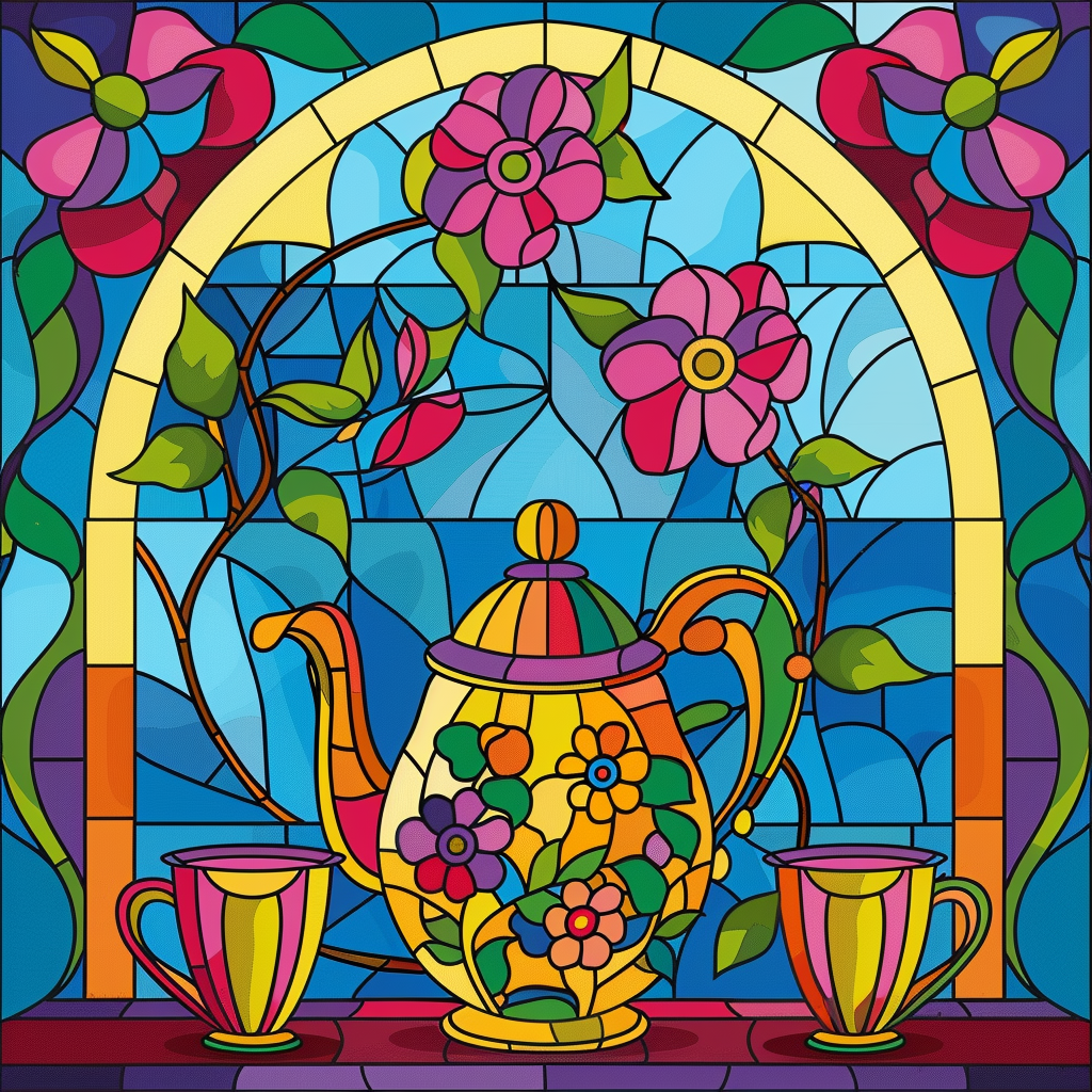 Flowery Abstract Teapot Diamond Art Kit
