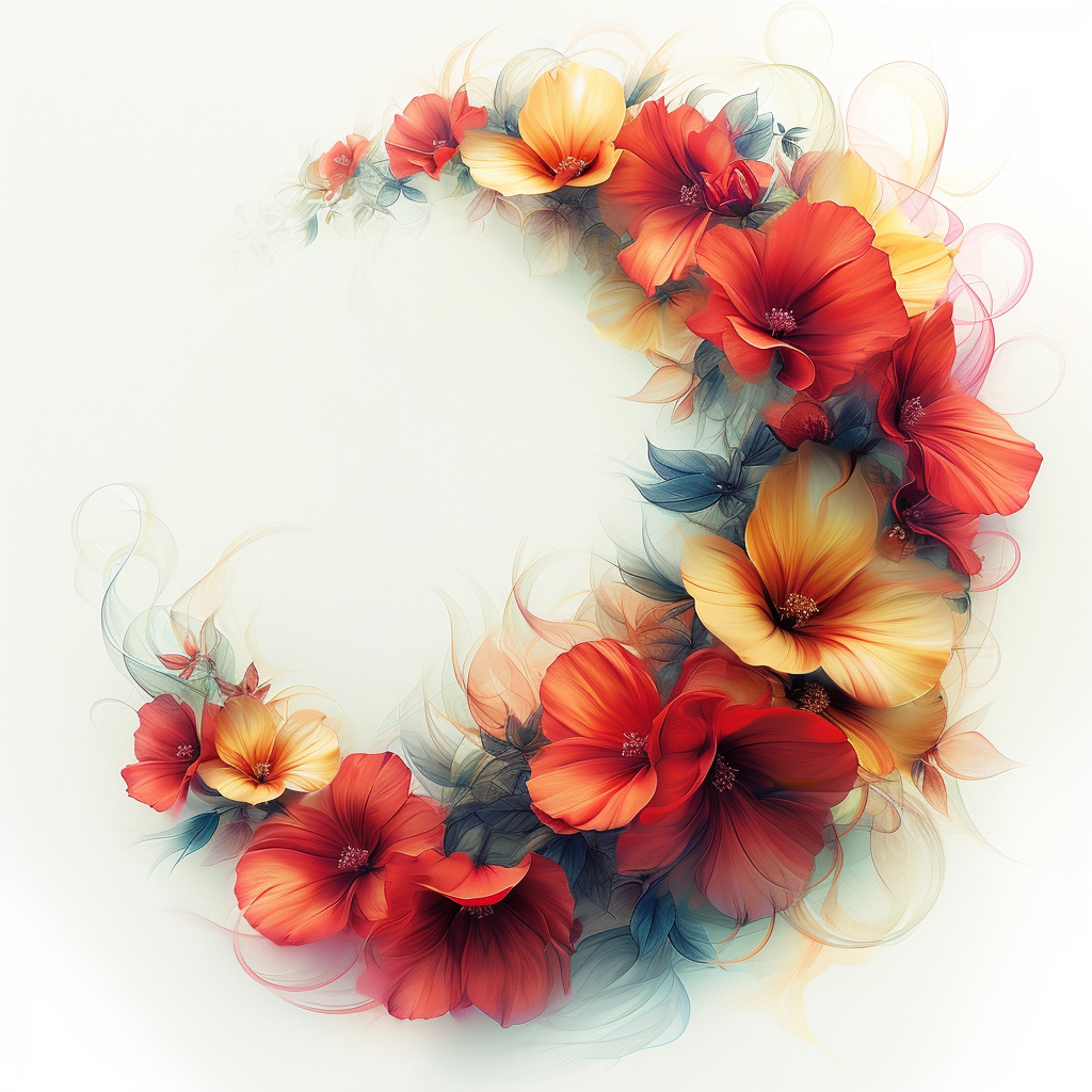 Yellow Red Flower Crescent Wreath Diamond Art Kit