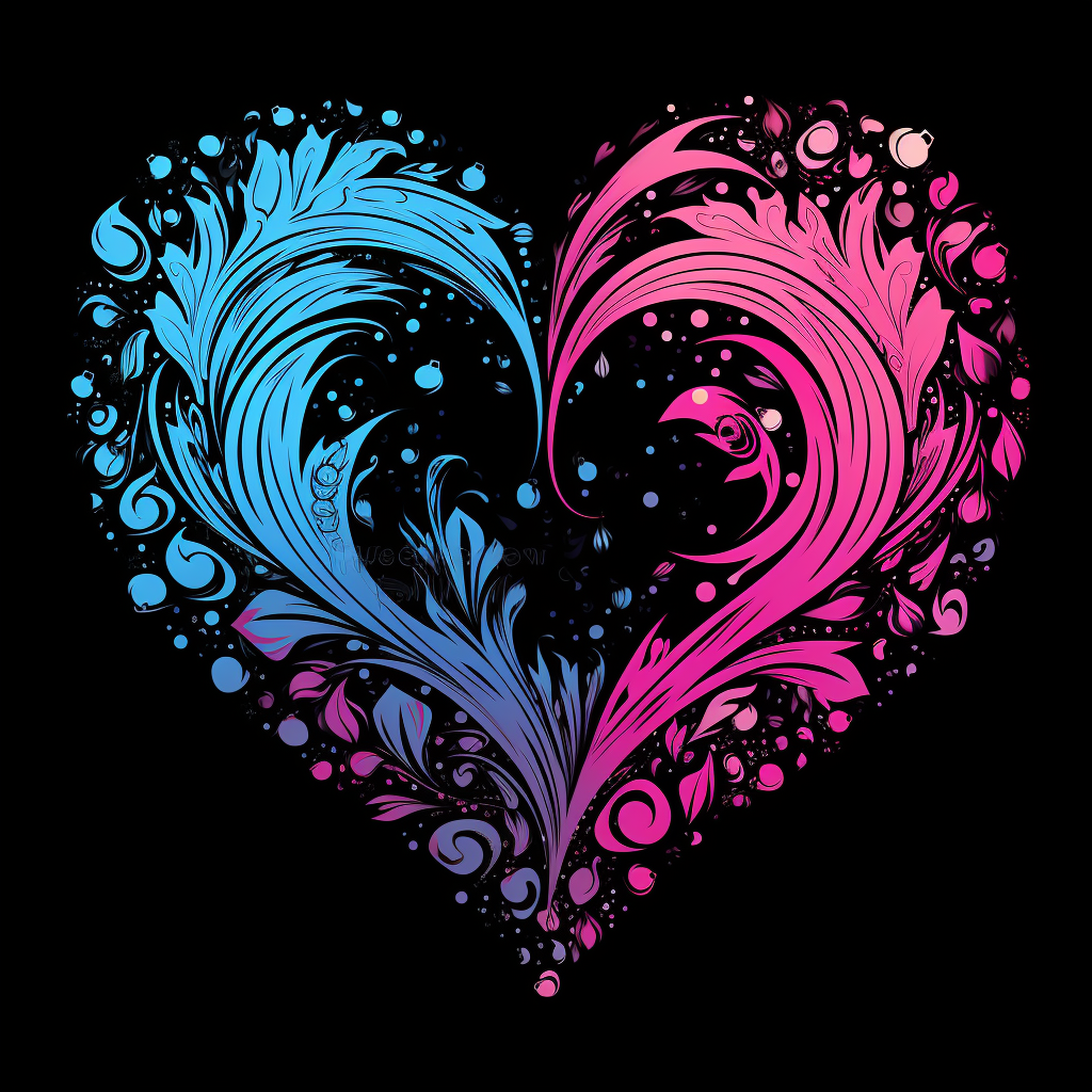 Pink Blue Swirls Heart Diamond Art Kit