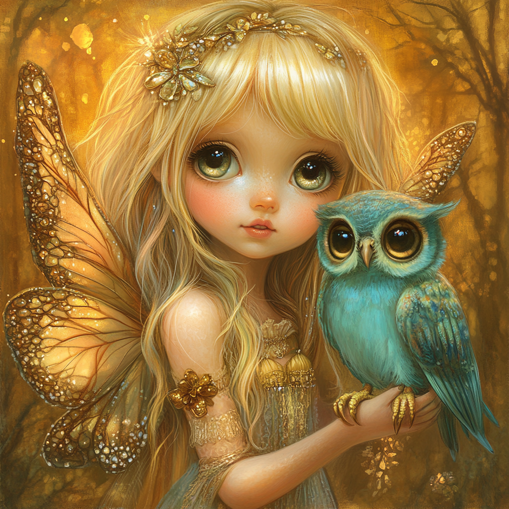 Green Owl Butterfly Fairy Diamond Art Kit