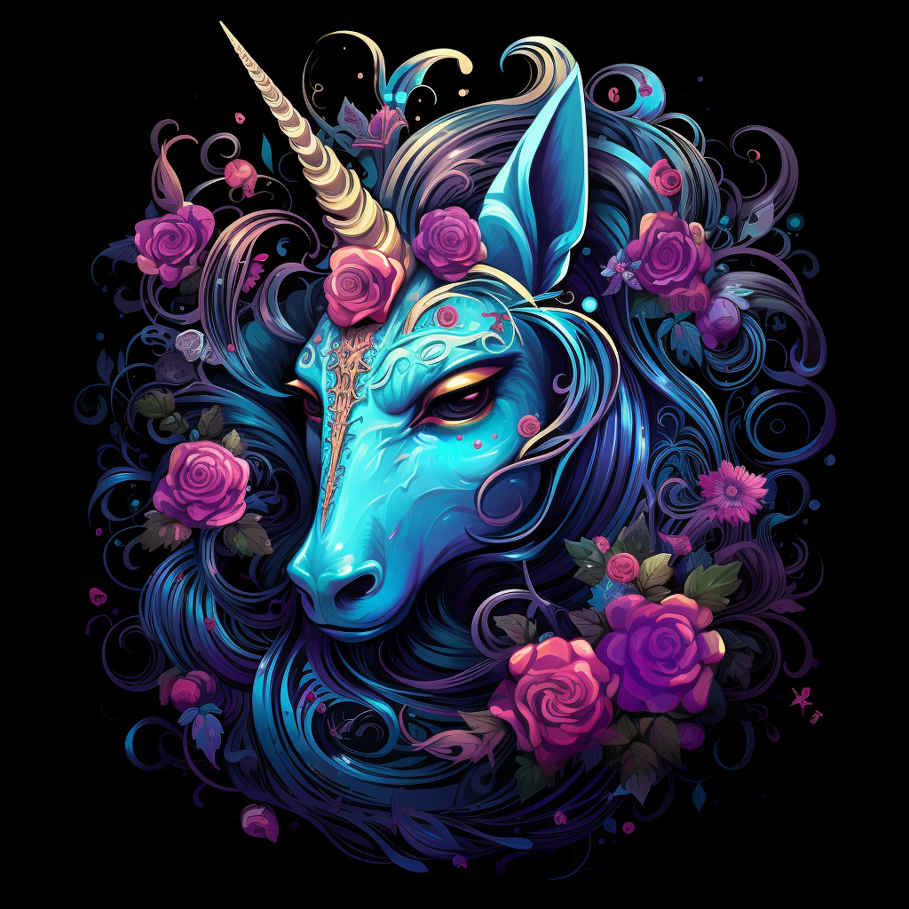 Gold Horn Teal Unicorn Diamond Art Kit