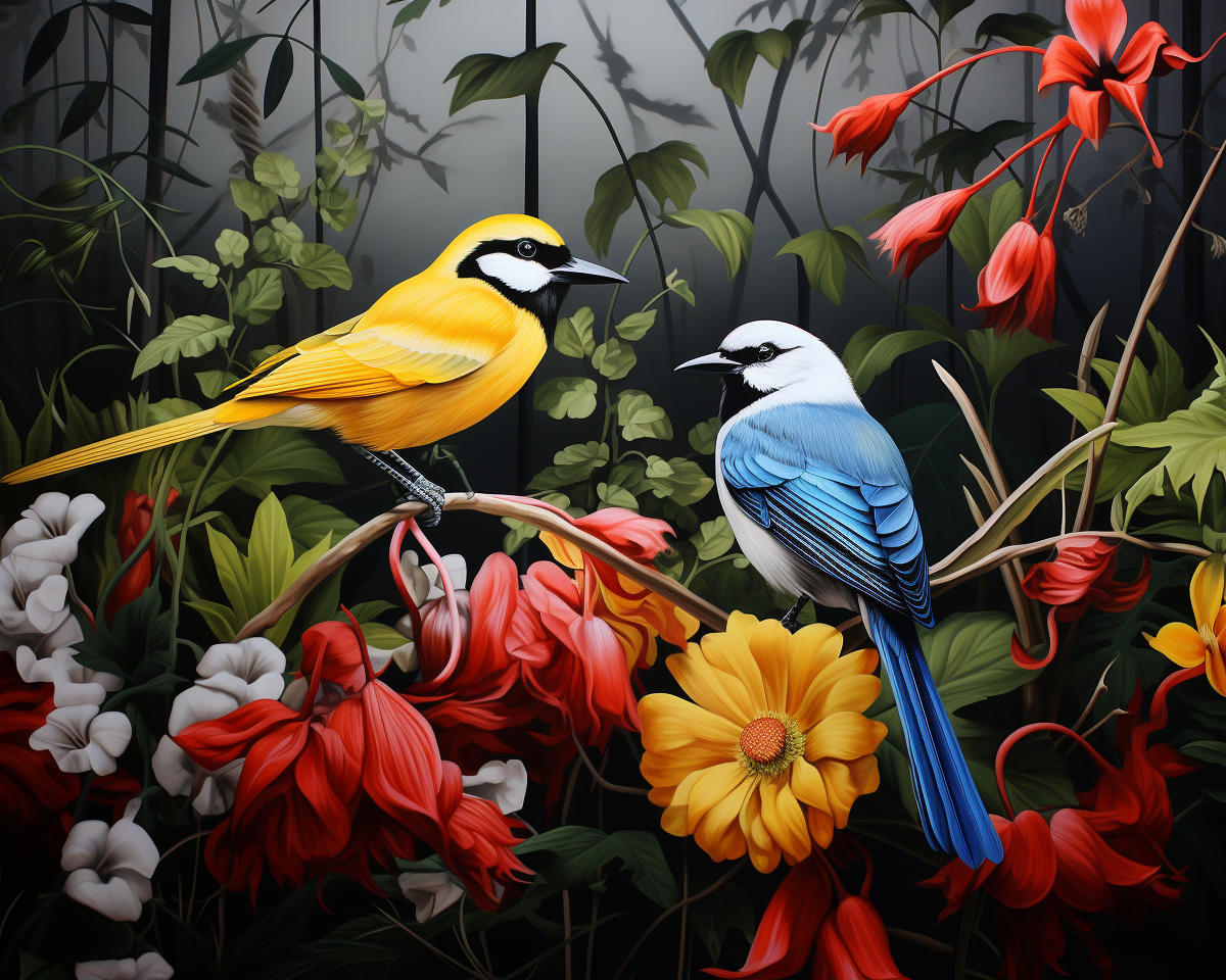 Yellow Bluebird Flowers Diamond Art Kit