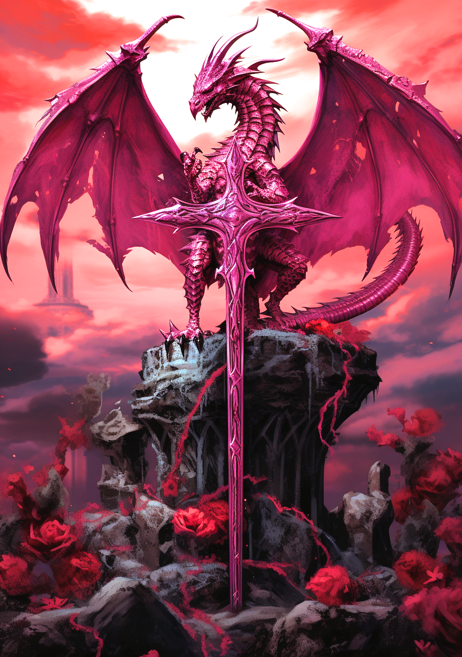 Red Cross Sword Red Dragon Diamond Art Kit