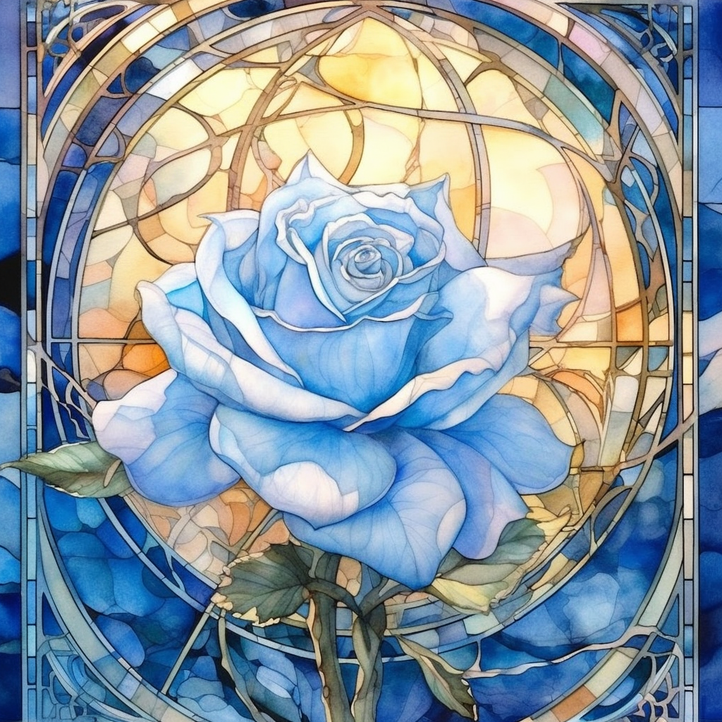 Light Blue Rose Abstract Diamond Art Kit