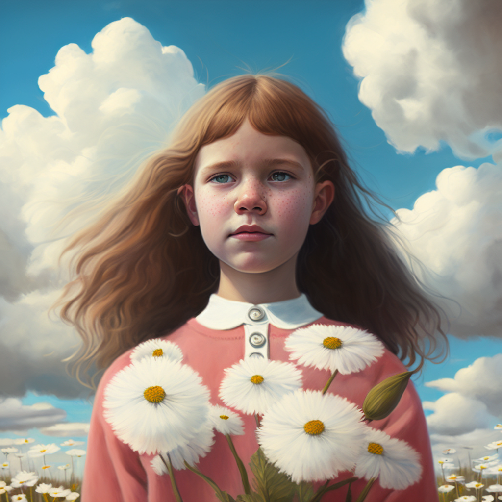 White Daisy Girl Diamond Art Kit