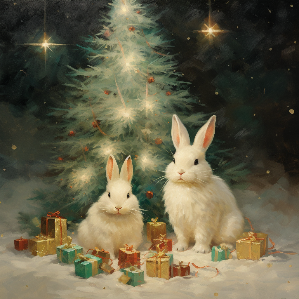 Little Christmas Presents White Rabbits Diamond Art Kit