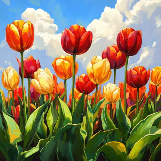Tall Or Age And Red Tulips Diamond Art Kit