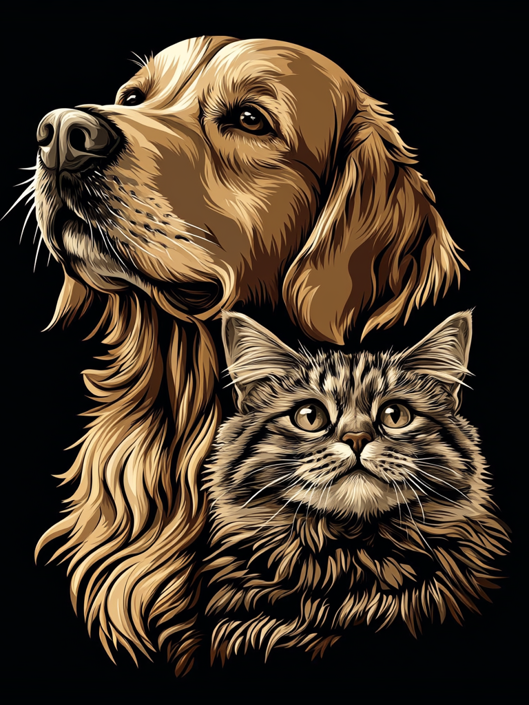 Golden Retriever Cat Diamond Art Kit