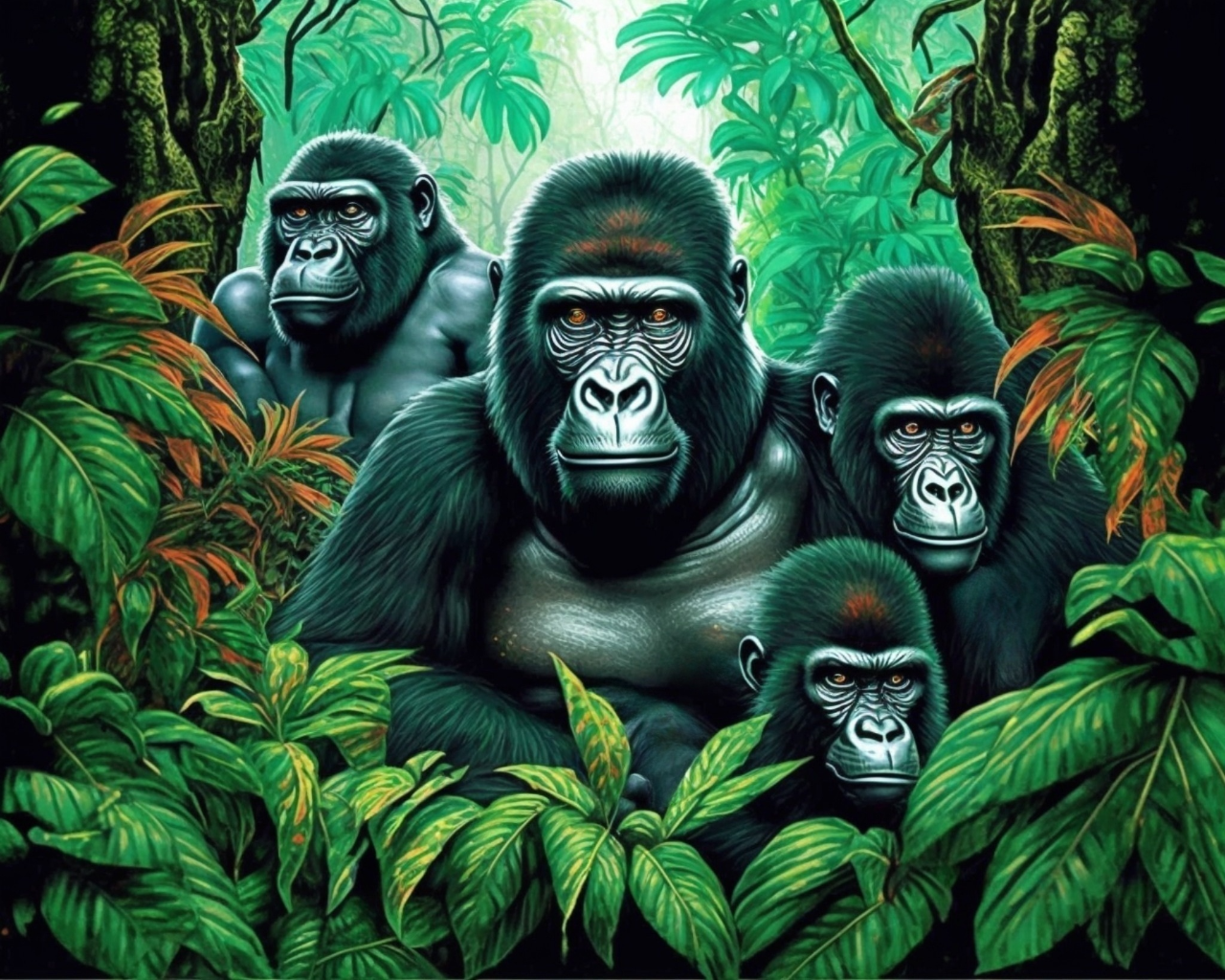 Gorillas In The Jungle Diamond Art Kit