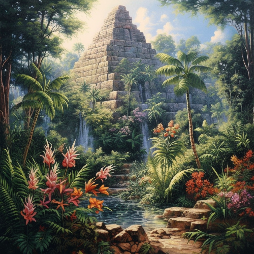 Jungle Aztec Pyramid Diamond Art Kit