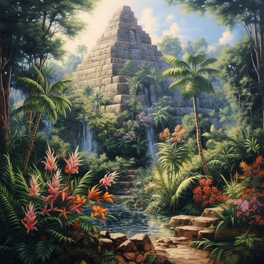 Jungle Aztec Pyramid Diamond Art Kit
