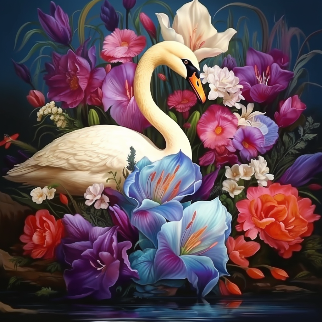 Blue Lily Swan Diamond Art Kit