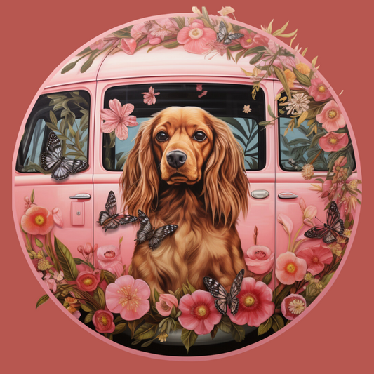 Pink Van Cocker Spaniel Diamond Art Kit