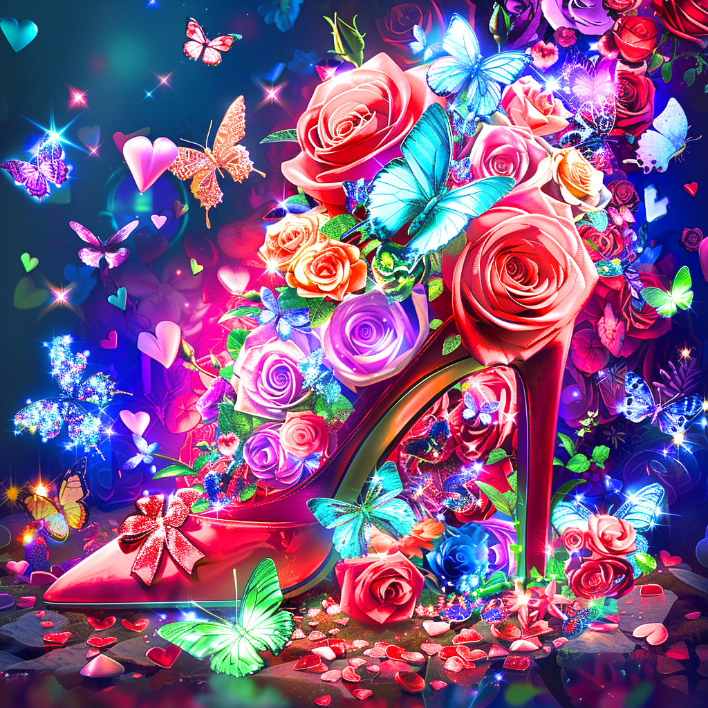 Dark Red Stilleto Flowers Diamond Art Kit