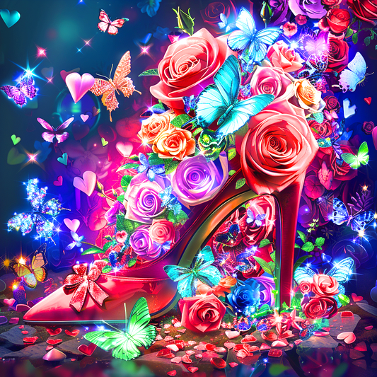Dark Red Stilleto Flowers Diamond Art Kit
