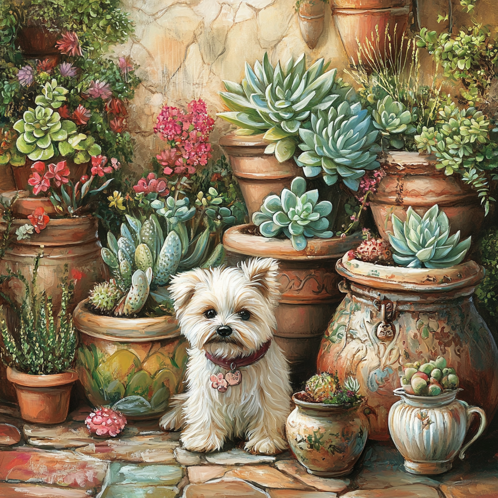 Succulent Garden Pup Diamond Art Kit