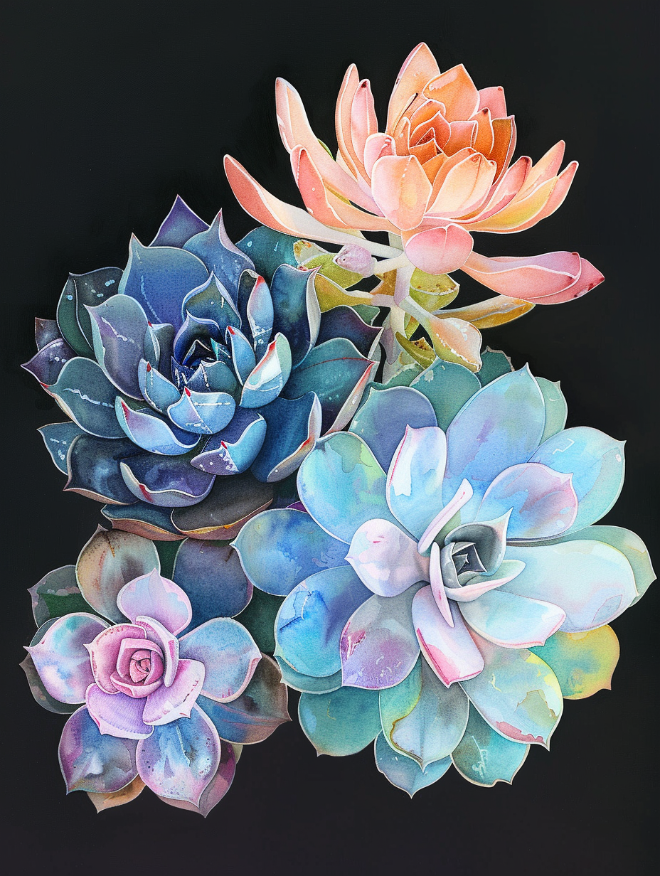 Four Succulents Diamond Art Kit