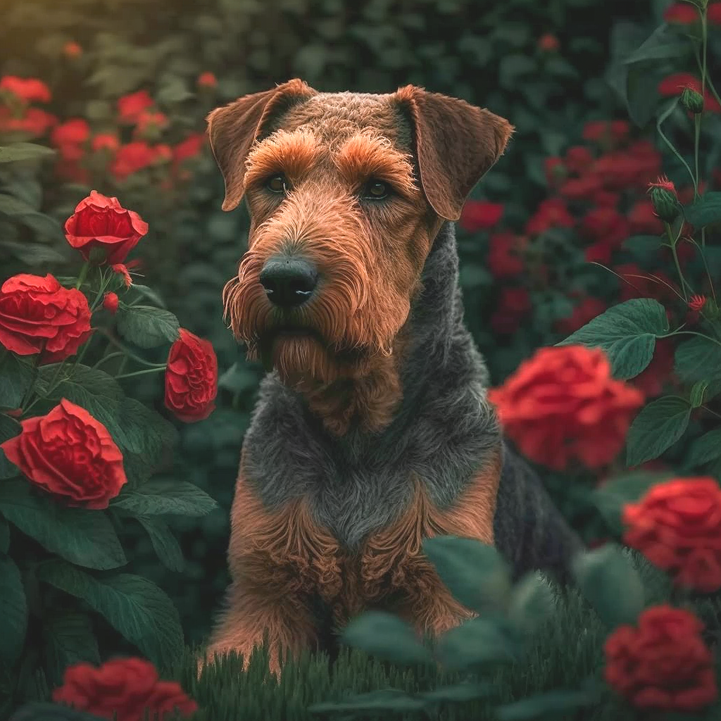 Airdale In Red Roses Diamond Art Kit