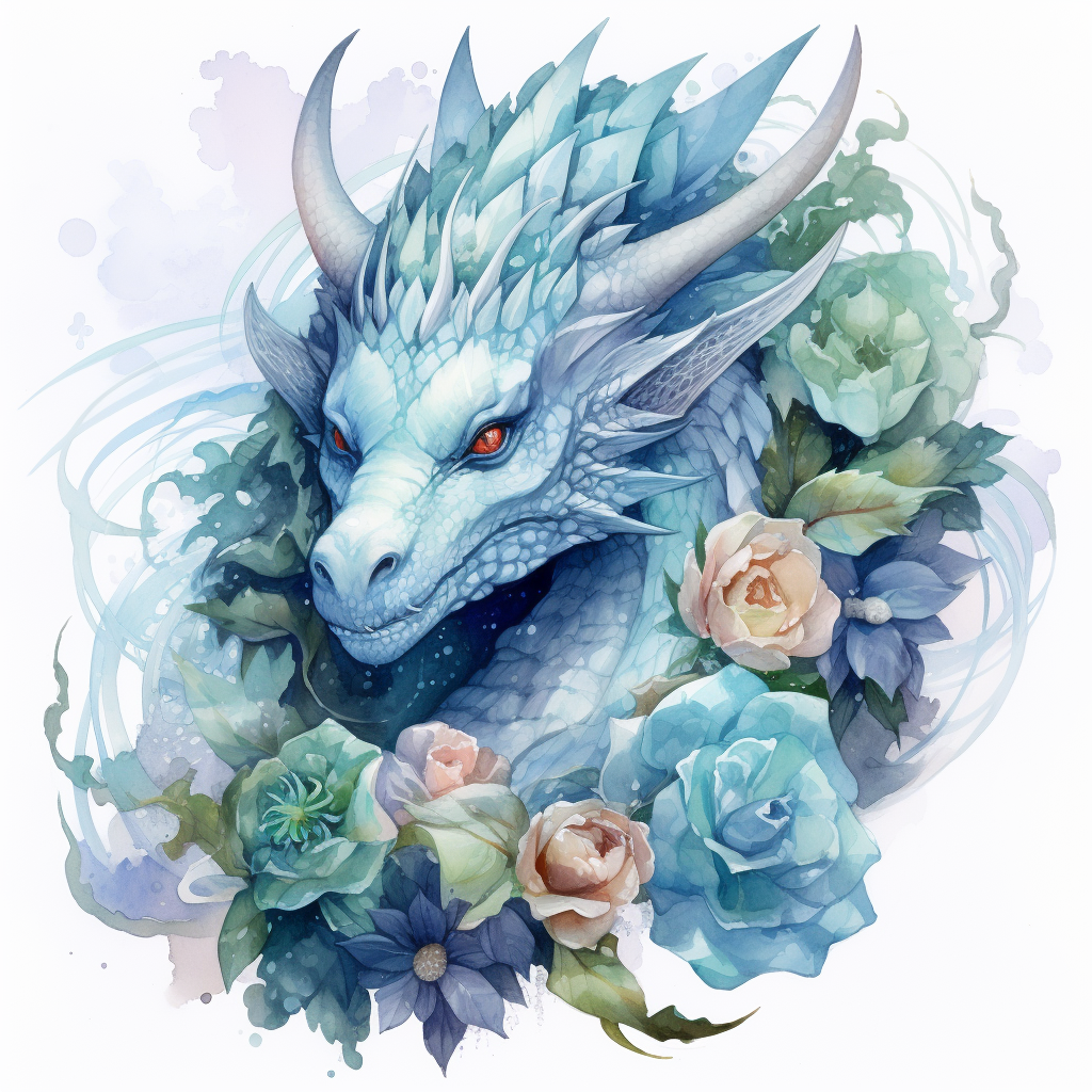 Ice Bluedragon Flowers Watercolor Diamond Art Kit