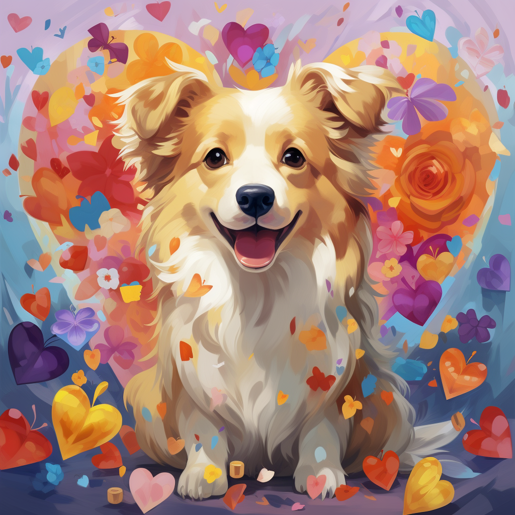 Cute Dog Hearts Diamond Art Kit