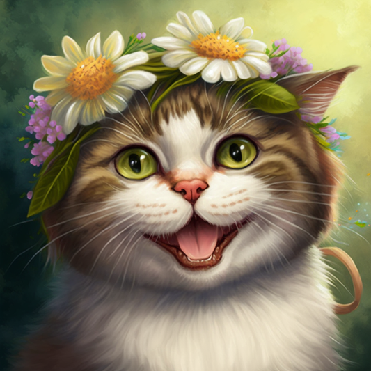 Two Daisy Happy Cat Diamond Art Kit