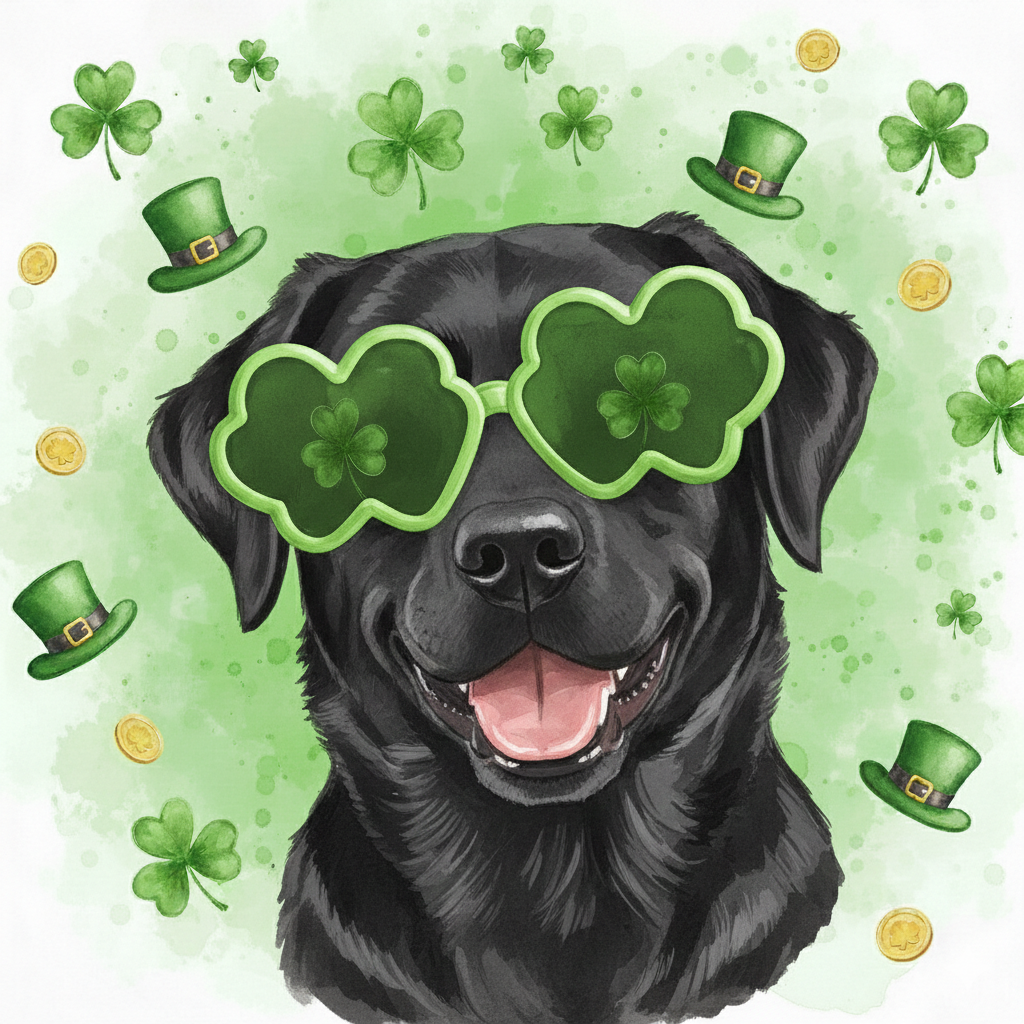 St Patricks Clover Glasses Black Labrador Retriever Diamond Art Kit