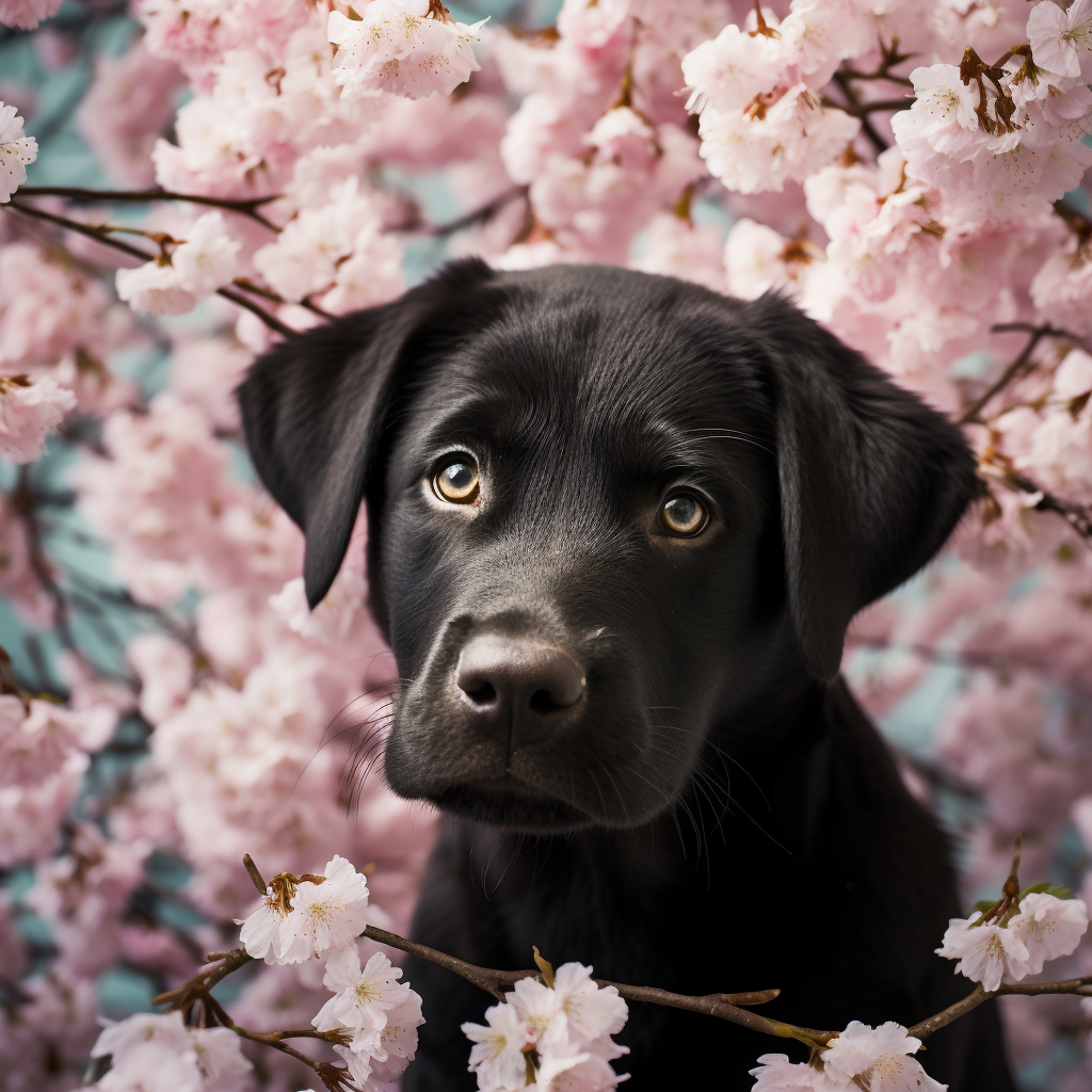 Black Lab Blossoms Diamond Art Kit
