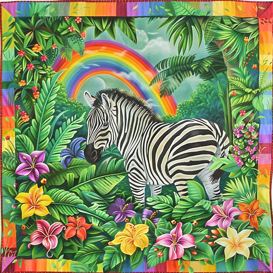 Tropical Flowers Zebra Diamond Art Kit