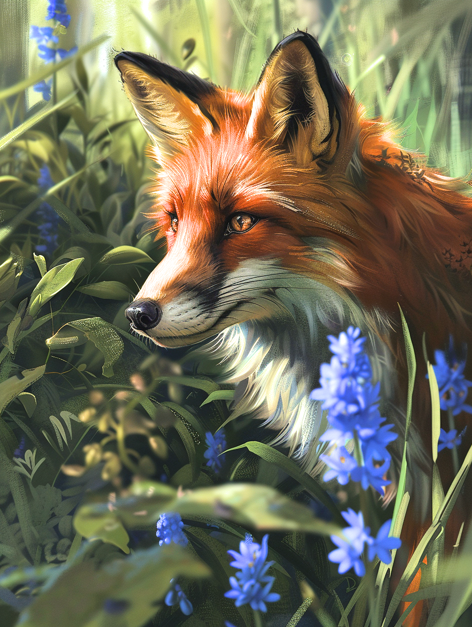 Blue Flower Redfox Diamond Art Kit