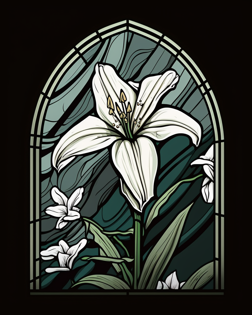 White Lily Abstract Panel Diamond Art Kit
