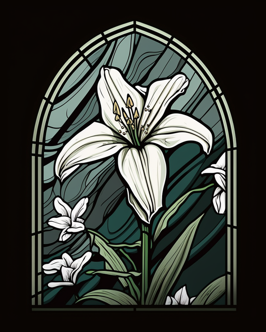 White Lily Abstract Panel Diamond Art Kit