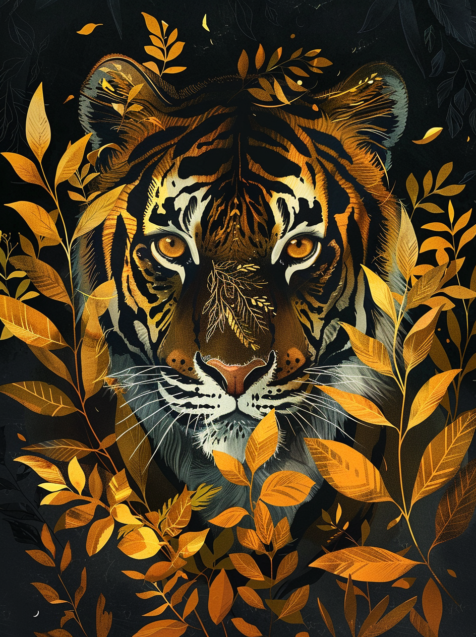 Golde Leaves Eyes Tiger Diamond Art Kit