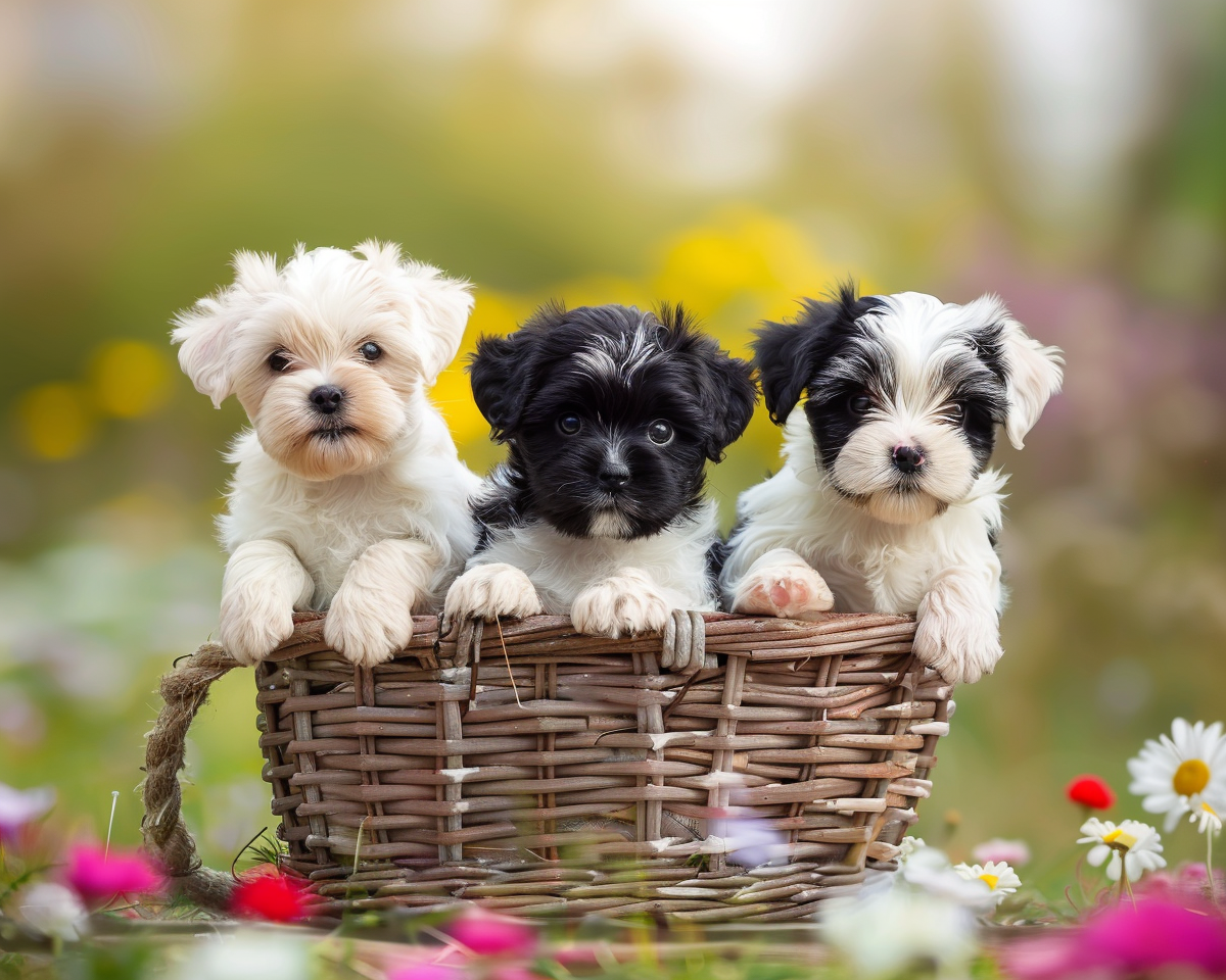Three Puppies In A Basket Diamond Art Kit