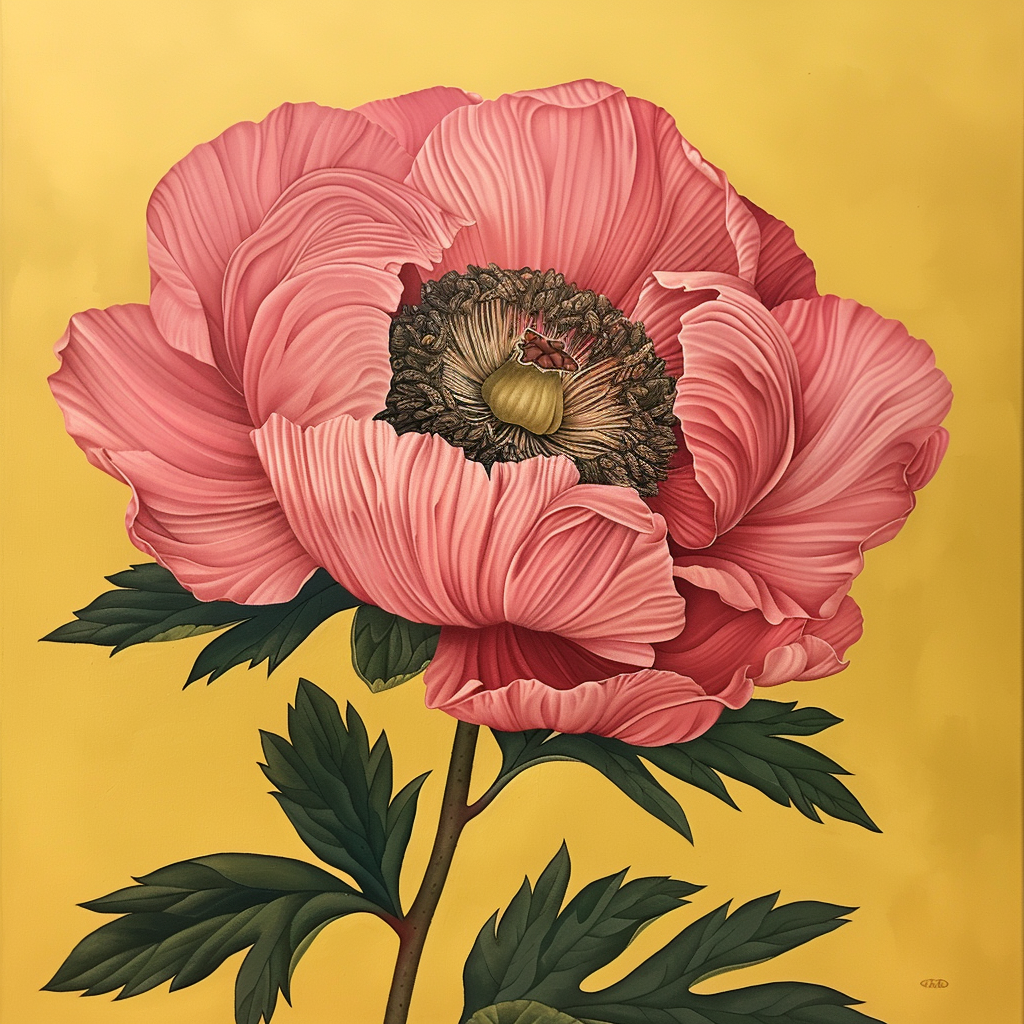 Yellow Background Pink Petal Flower Diamond Art Kit