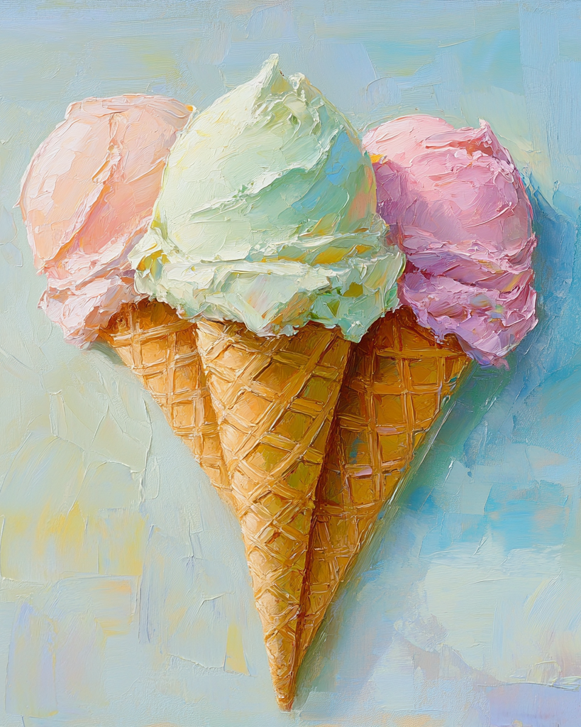 Three Cones Of Ice Cream Diamond Art Kit
