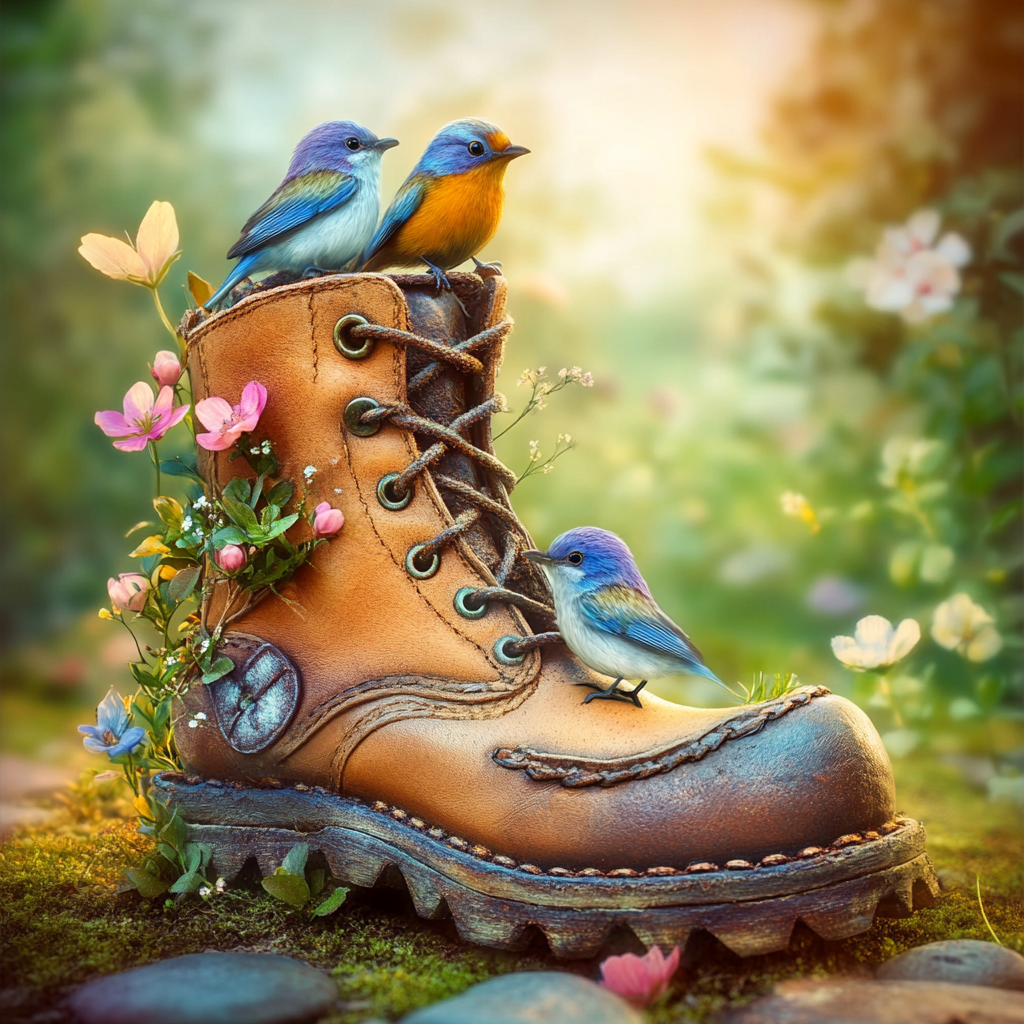 Three Little Birds And Boot Diamond Art Kit