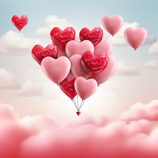 Heart Balloons In The Clouds Diamond Art Kit