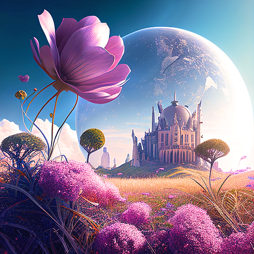 Pink Flower Castle Sphere Diamond Art Kit