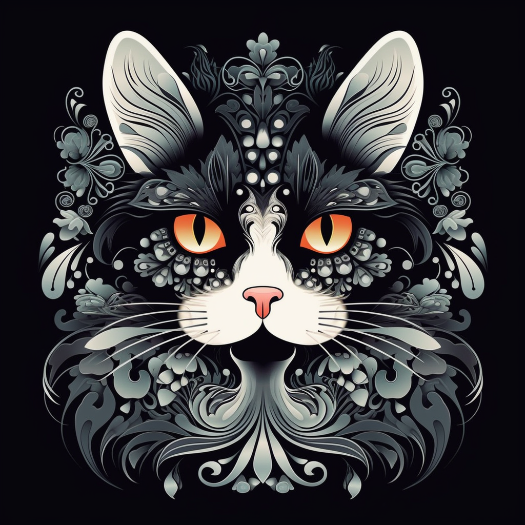 Black White Abstract Cat Diamond Art Kit