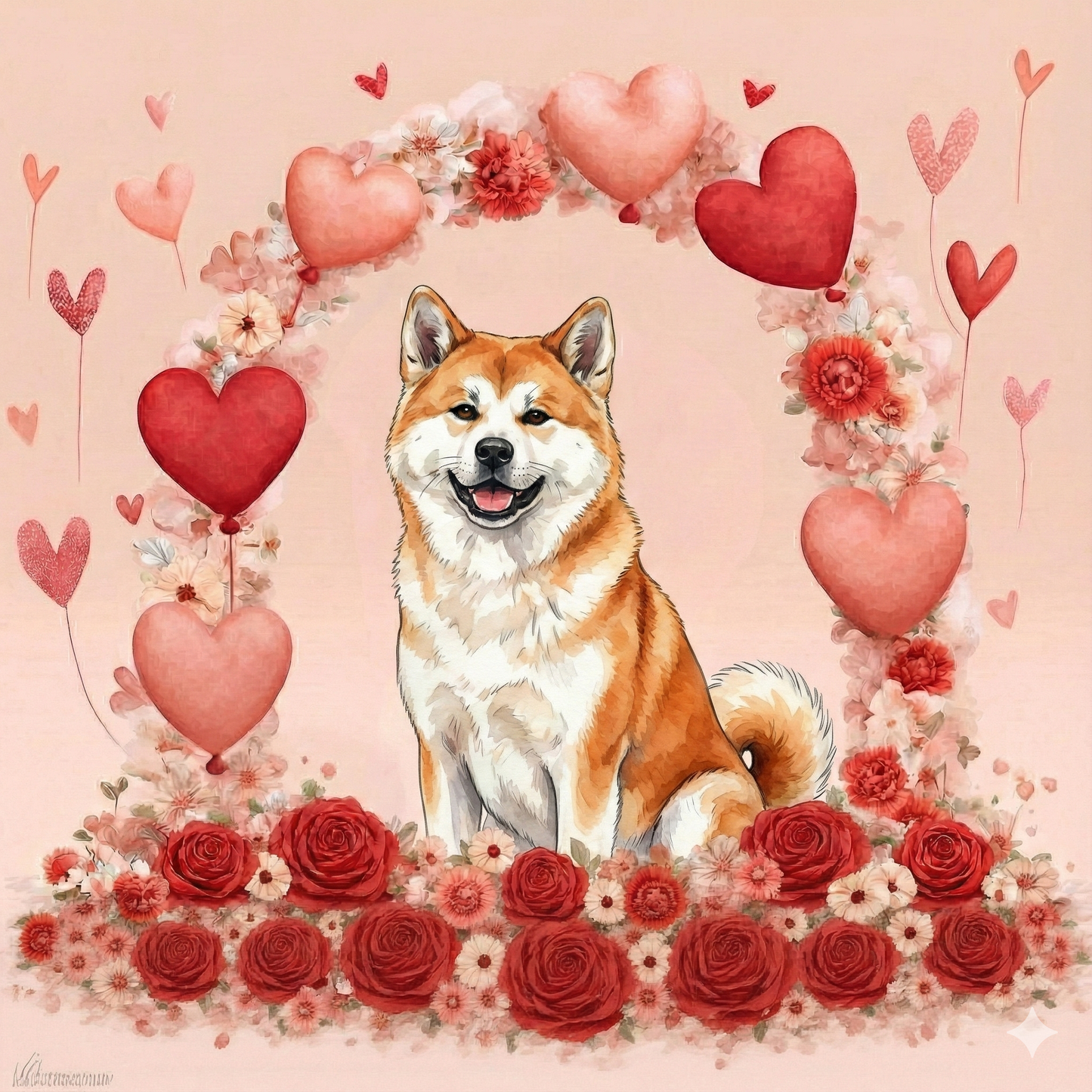 Heart Arch Akita Diamond Art Kit