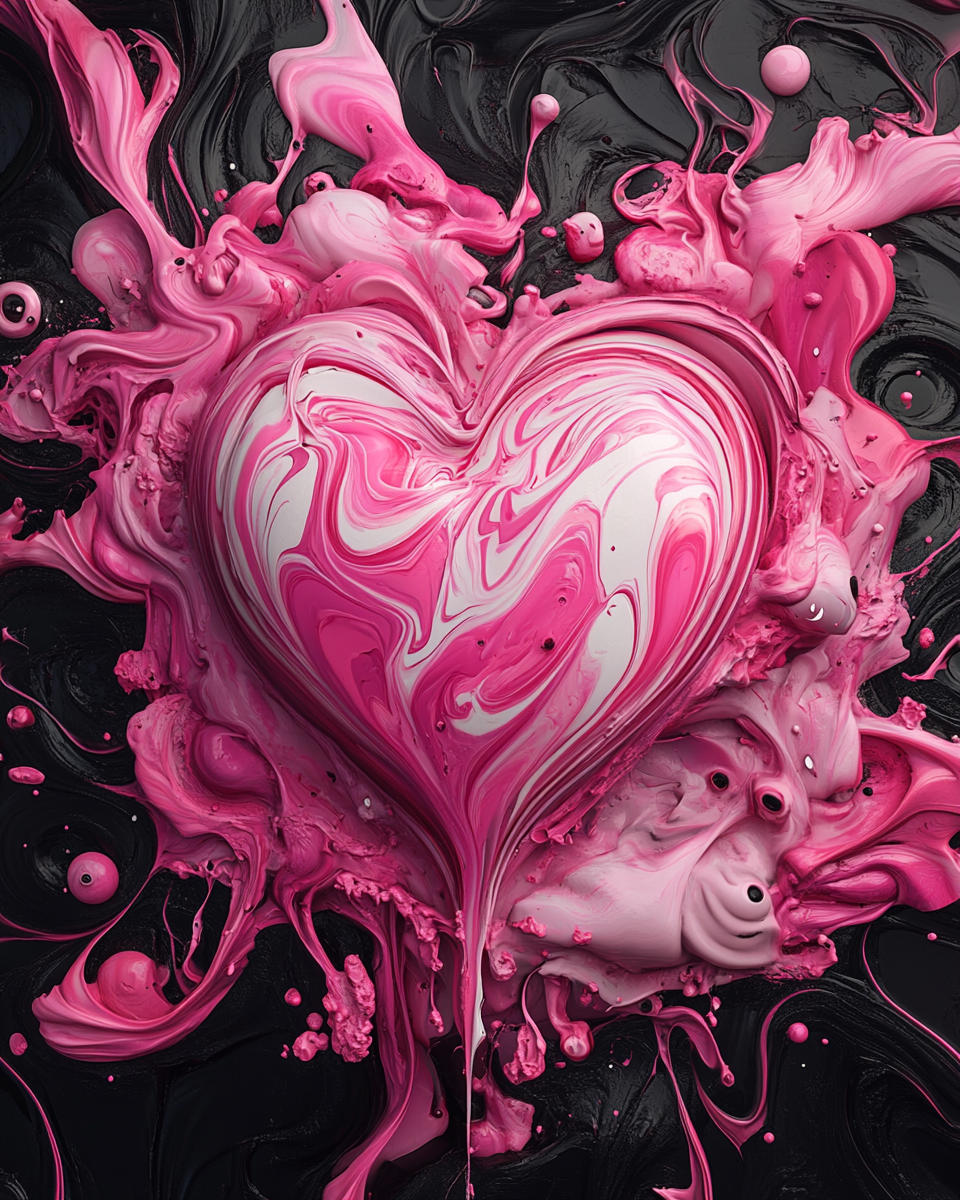 White Swirl Pink Heart Diamond Art Kit