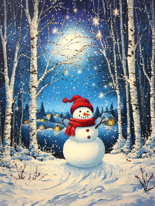 Bright Moon Snowman Diamond Art Kit