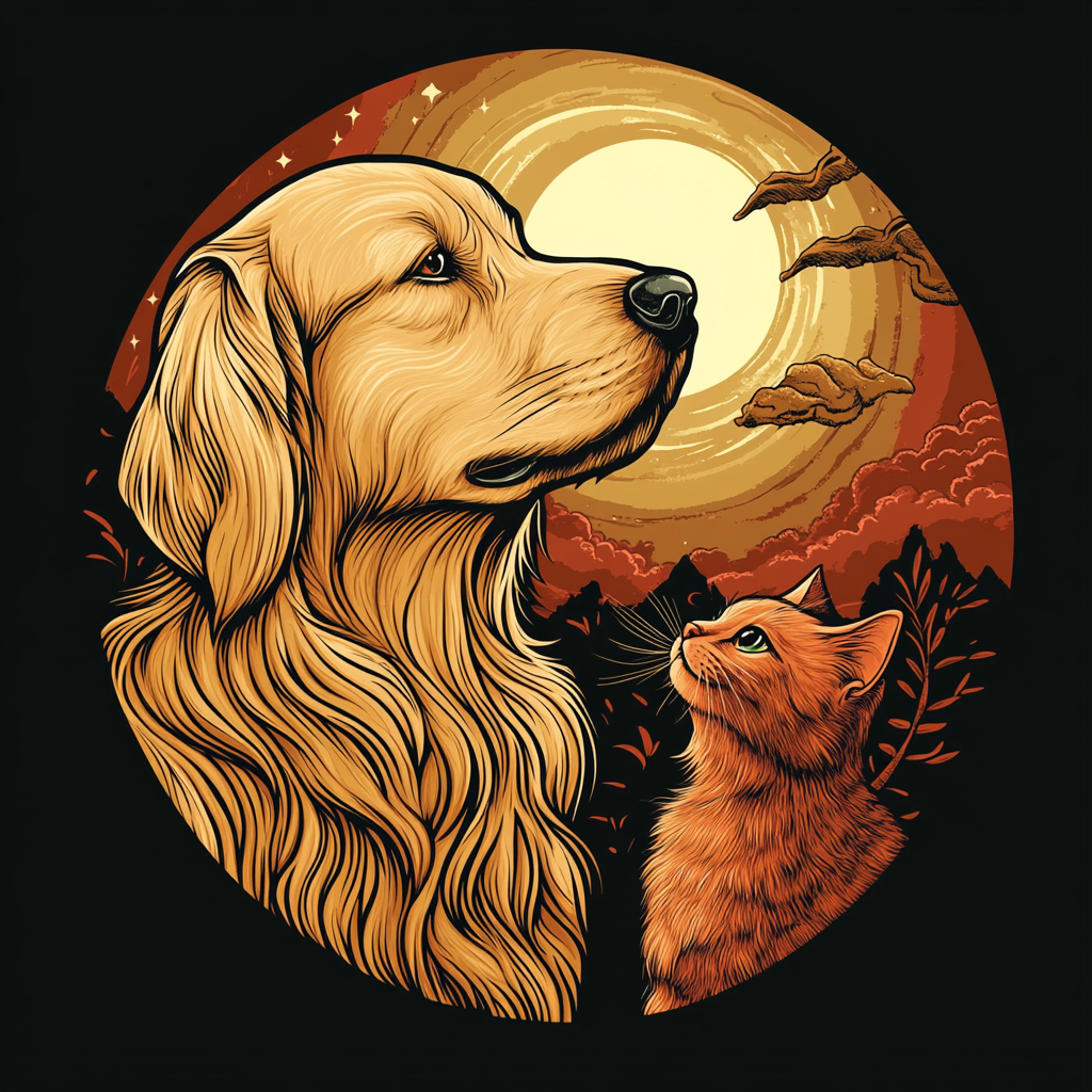 Glowing Sun Cat Dog Diamond Art Kit