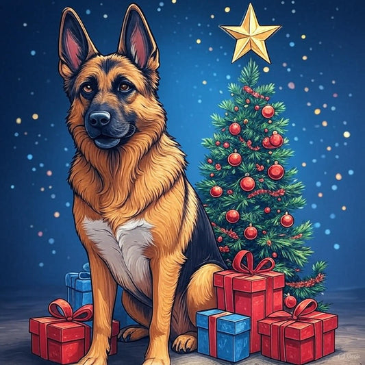 Christmas German Shepherd Diamond Art Kit