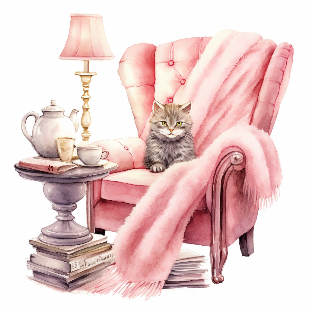Pink Chair Cat Diamond Art Kit